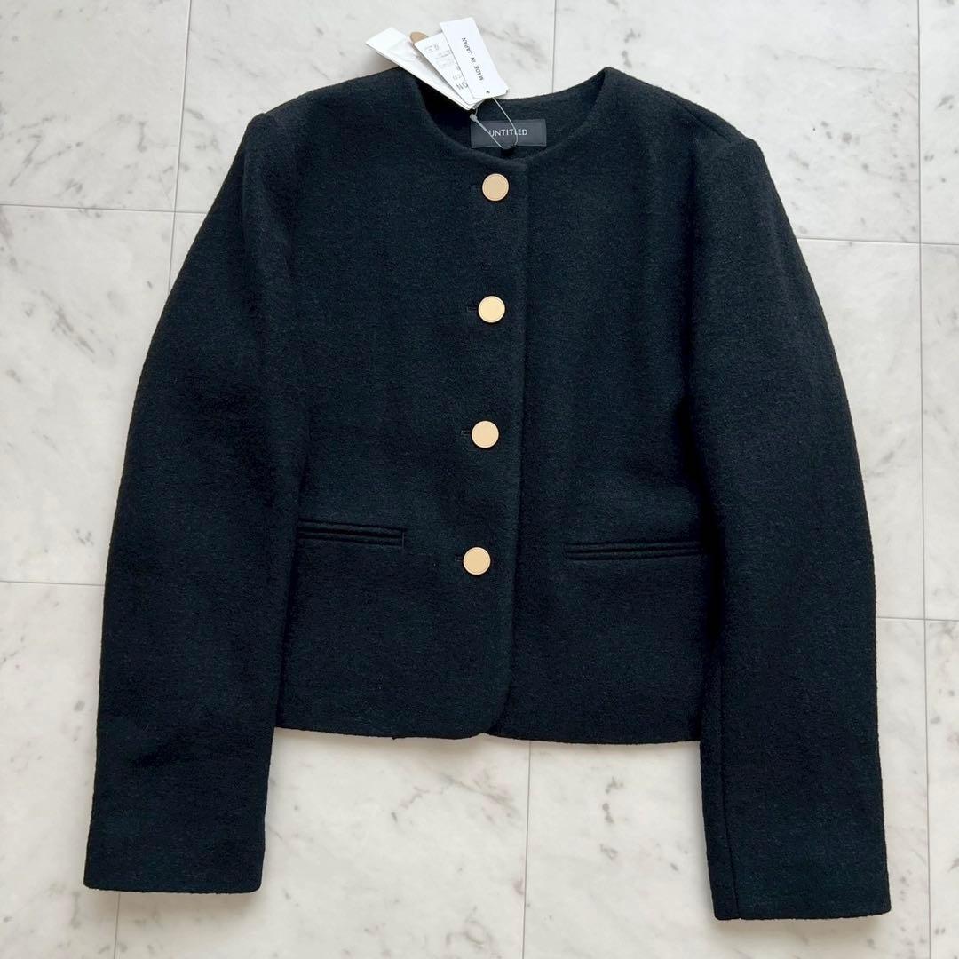 タグ付 定価4万 UNTITLED 2024 ブークレークロップドジャケット 黒