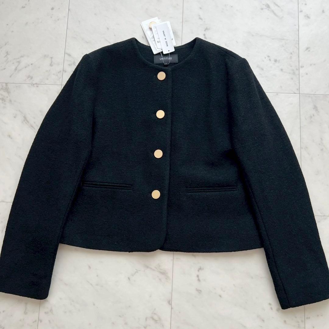 タグ付 定価4万 UNTITLED 2024 ブークレークロップドジャケット 黒