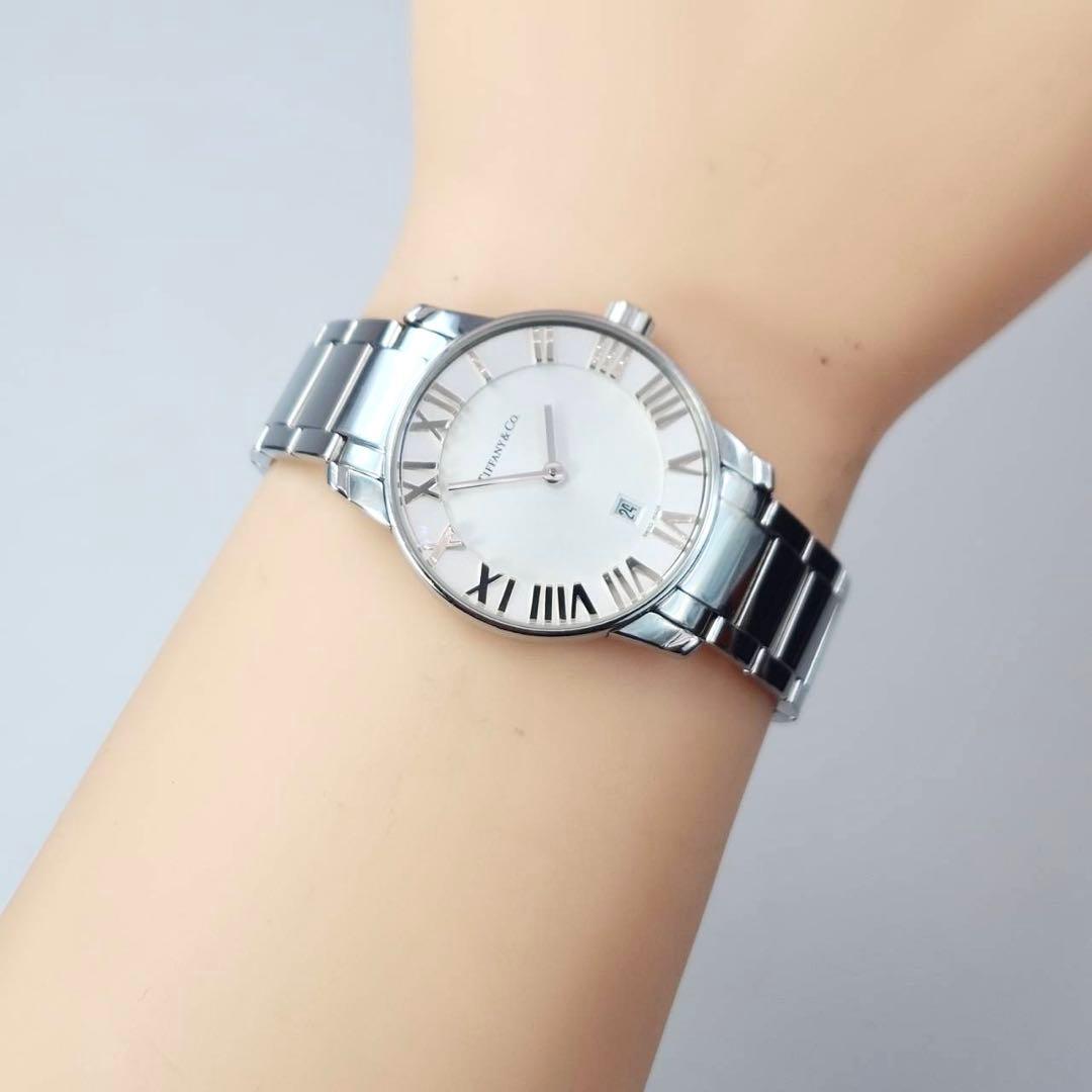 美品✨　ティファニー　アトラス　ドーム　シルバー　ホワイト文字盤　デイト　ローマ