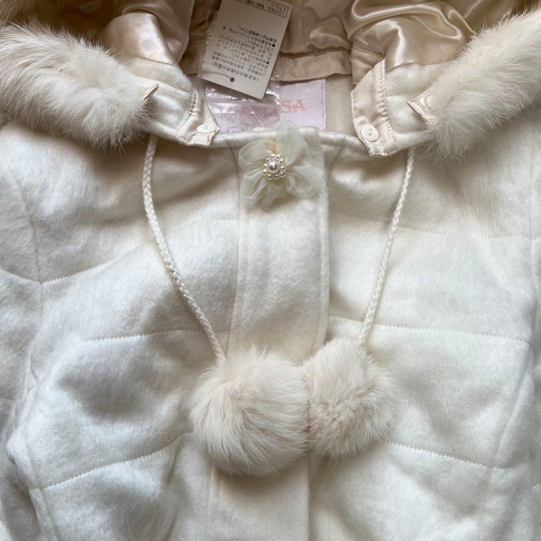 未使用品 LIZ LISA ラビットファー フードコート Aライン 裏地花柄