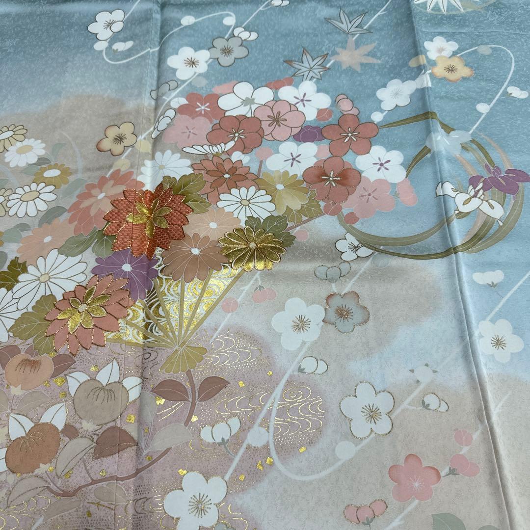 千總 水色染め分け 花扇 観世水 訪問着