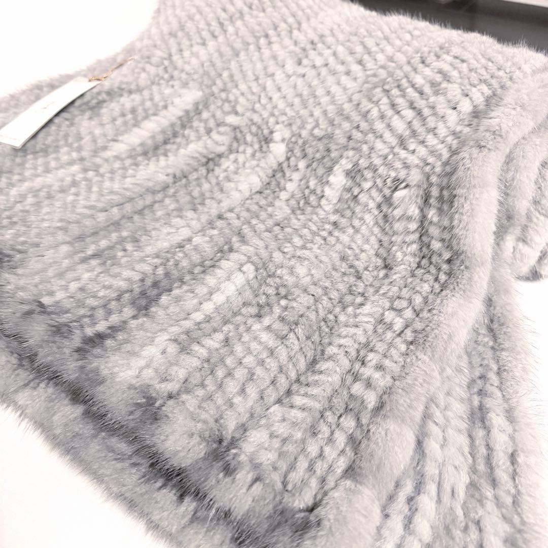 ★新品タグ付き★高級サファイアミンクマフラー ストール ショール グレー