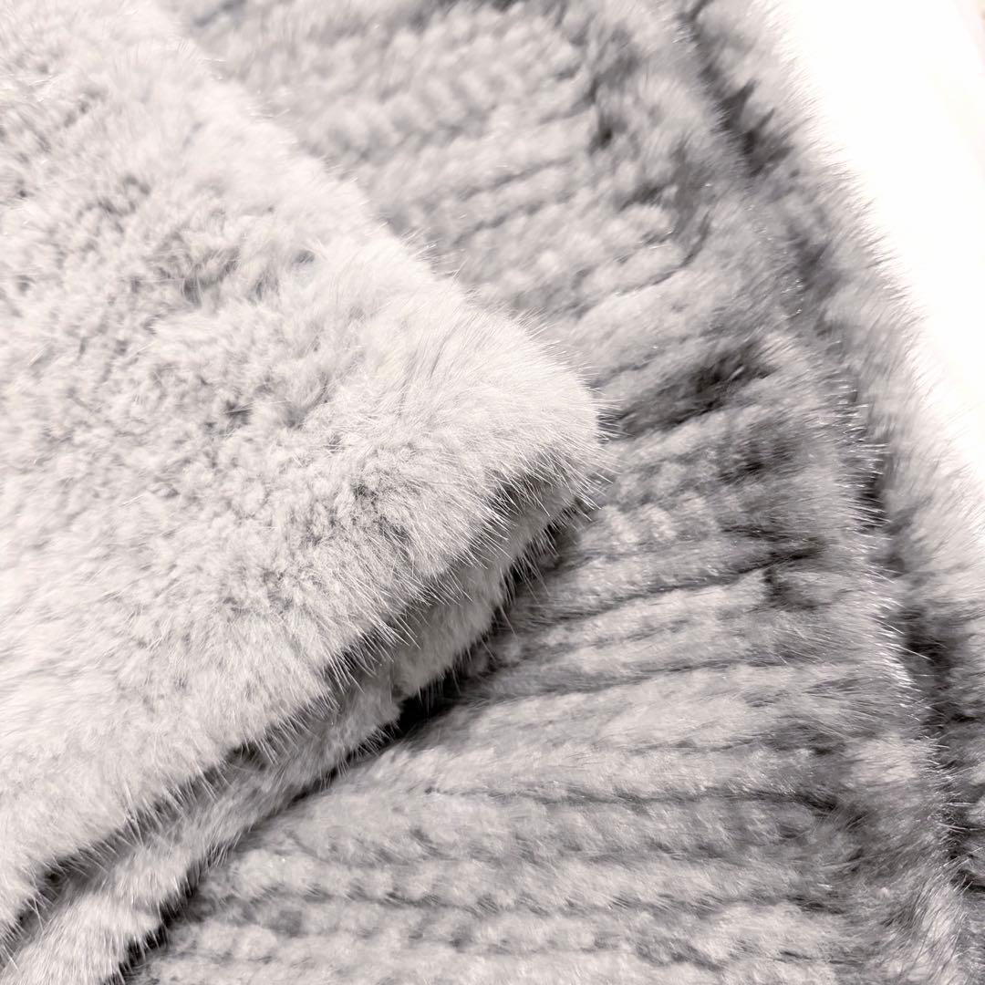 ★新品タグ付き★高級サファイアミンクマフラー ストール ショール グレー