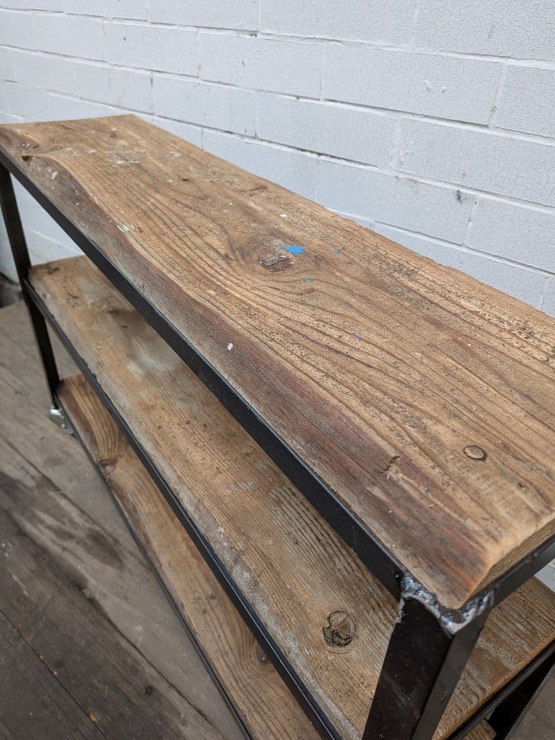 インダストリアルスタイル キャスター付き3段シェルフ