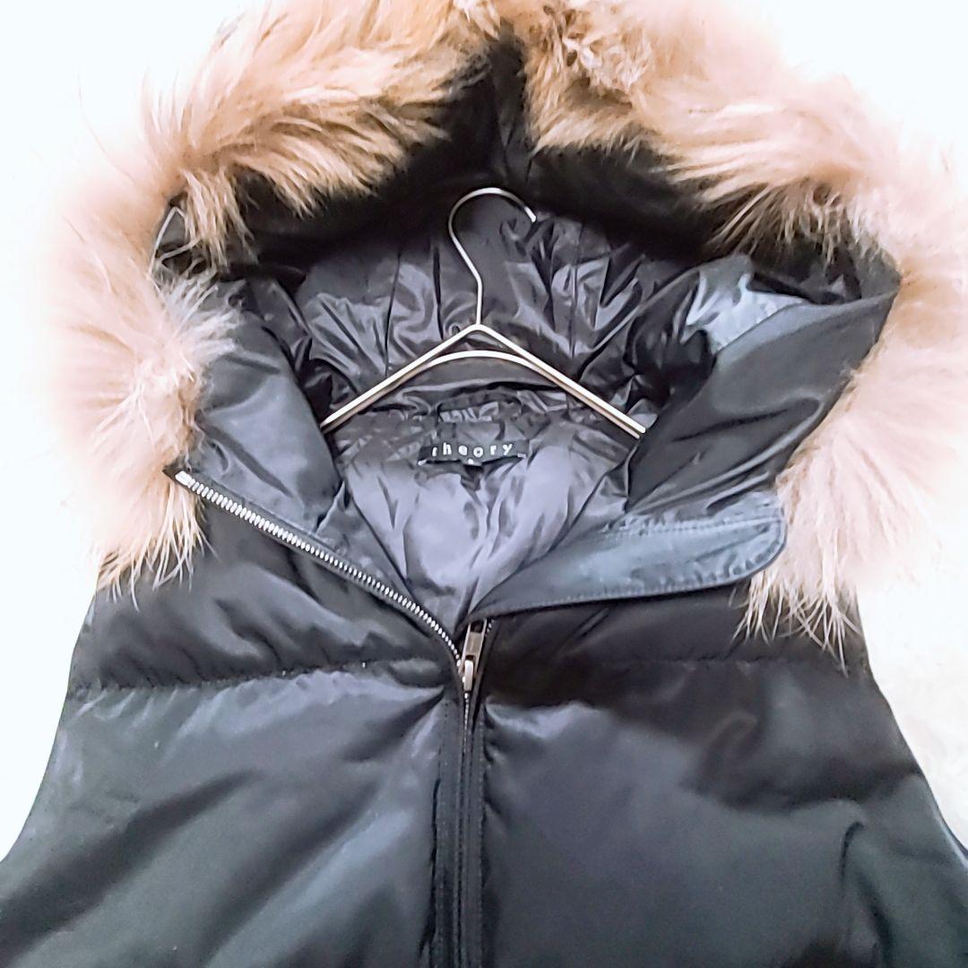 美品 セオリーtheory ダウンベストダウン90% ファー脱着 WジップS