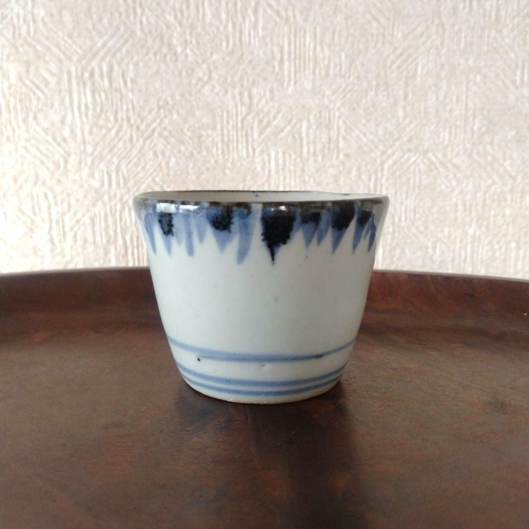 古伊万里染付雨降り文猪口江戸時代