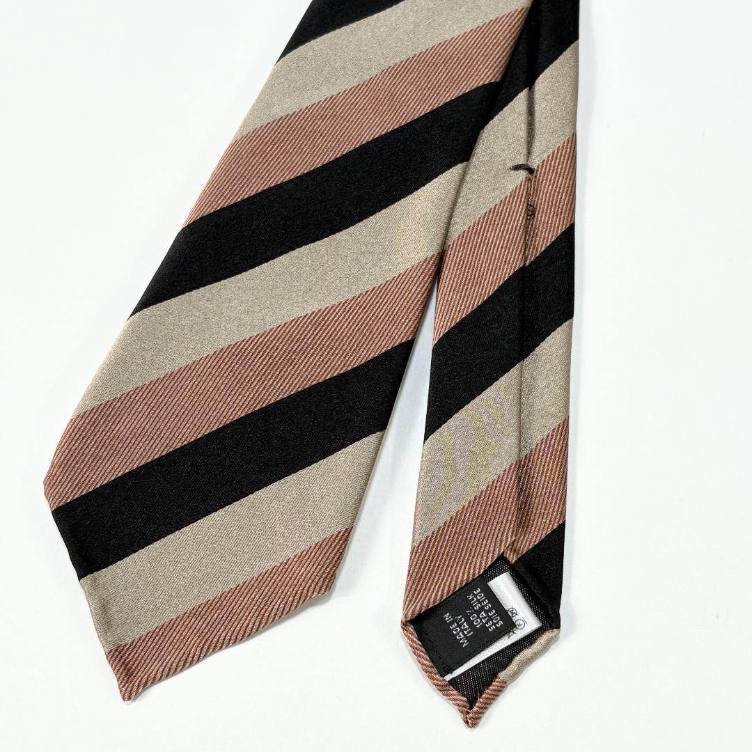 極美品 Atto Vannucci クワトロピエゲ シルク レジメンタルネクタイ