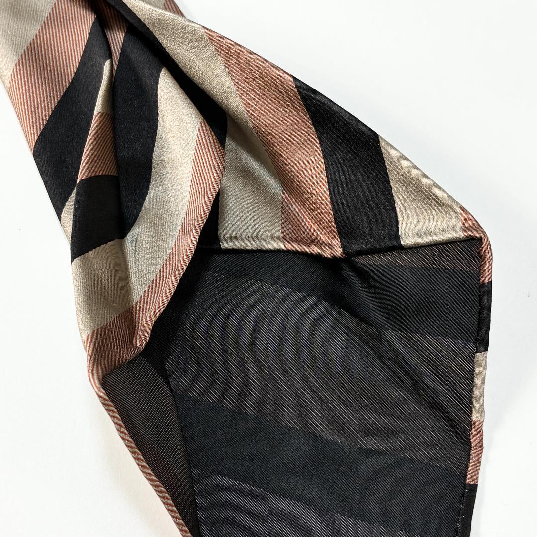 極美品 Atto Vannucci クワトロピエゲ シルク レジメンタルネクタイ