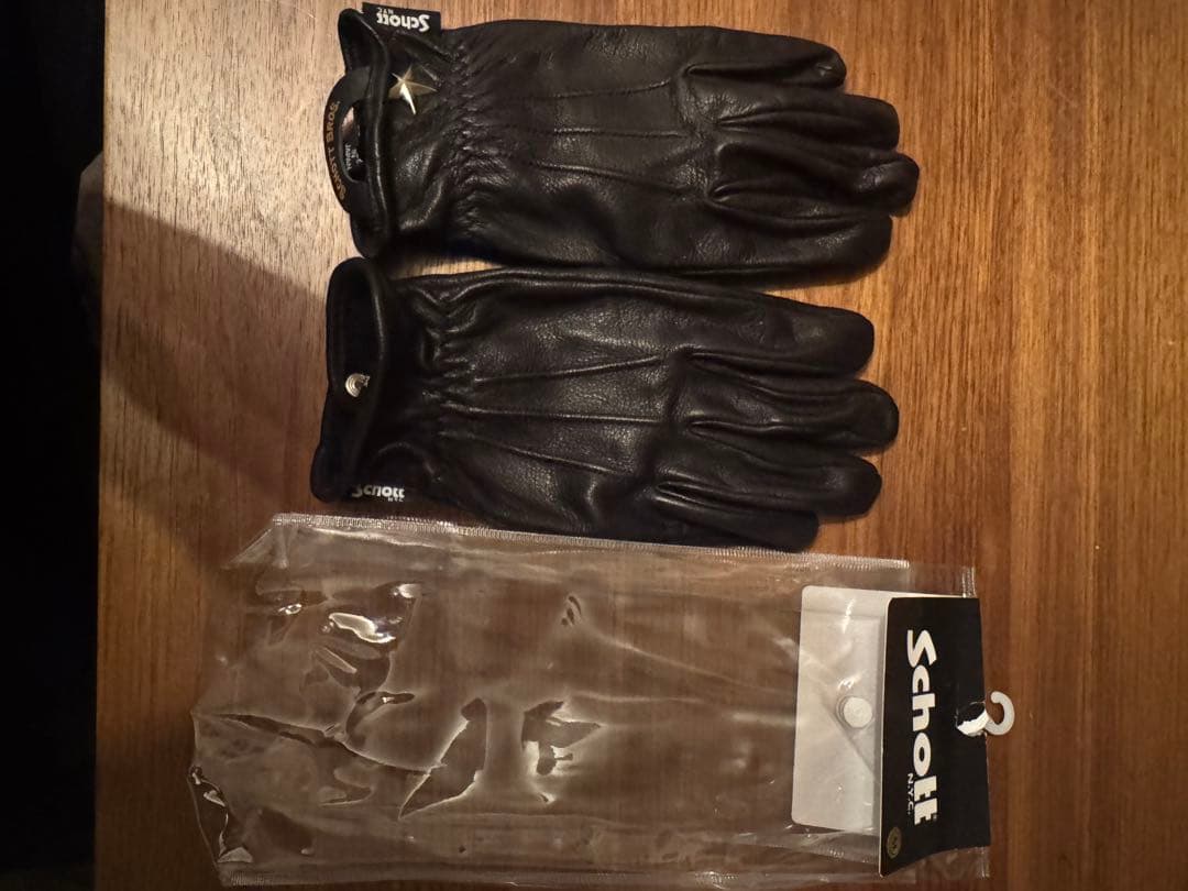 Schott レザーグローブ ブラック ワンスター