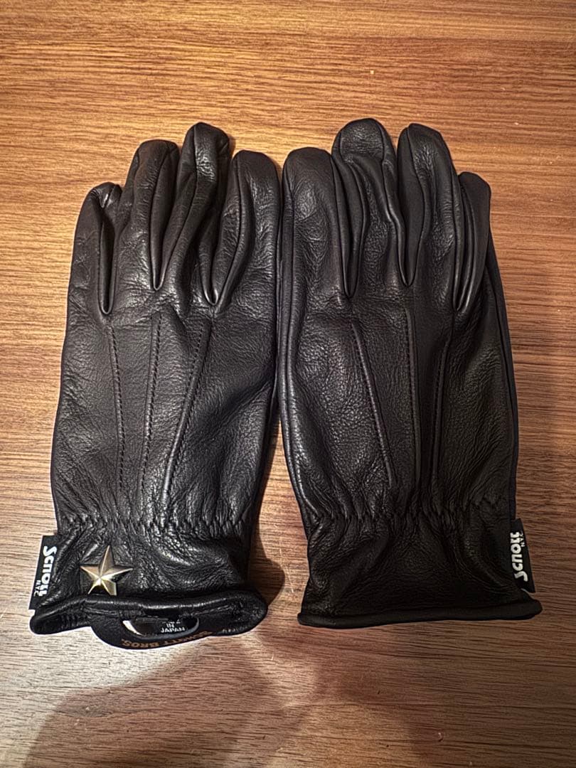 Schott レザーグローブ ブラック ワンスター