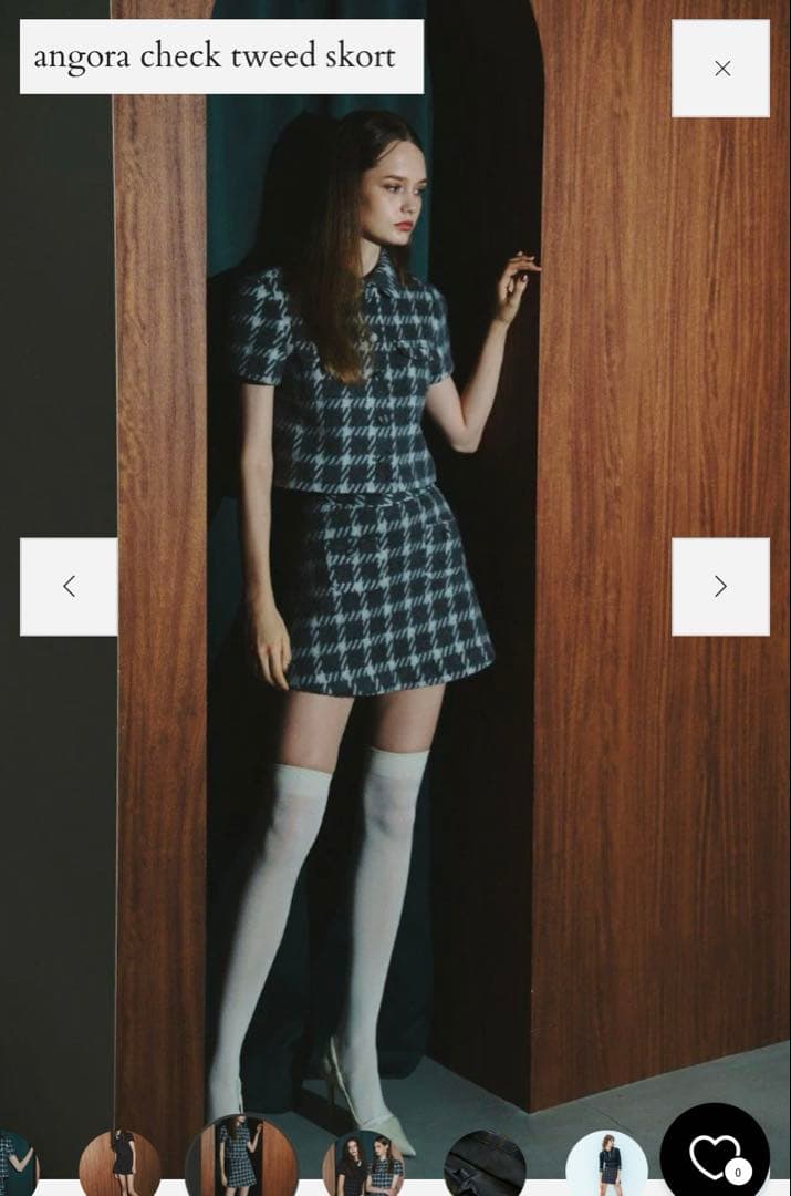 【sheller】angora check tweed skort