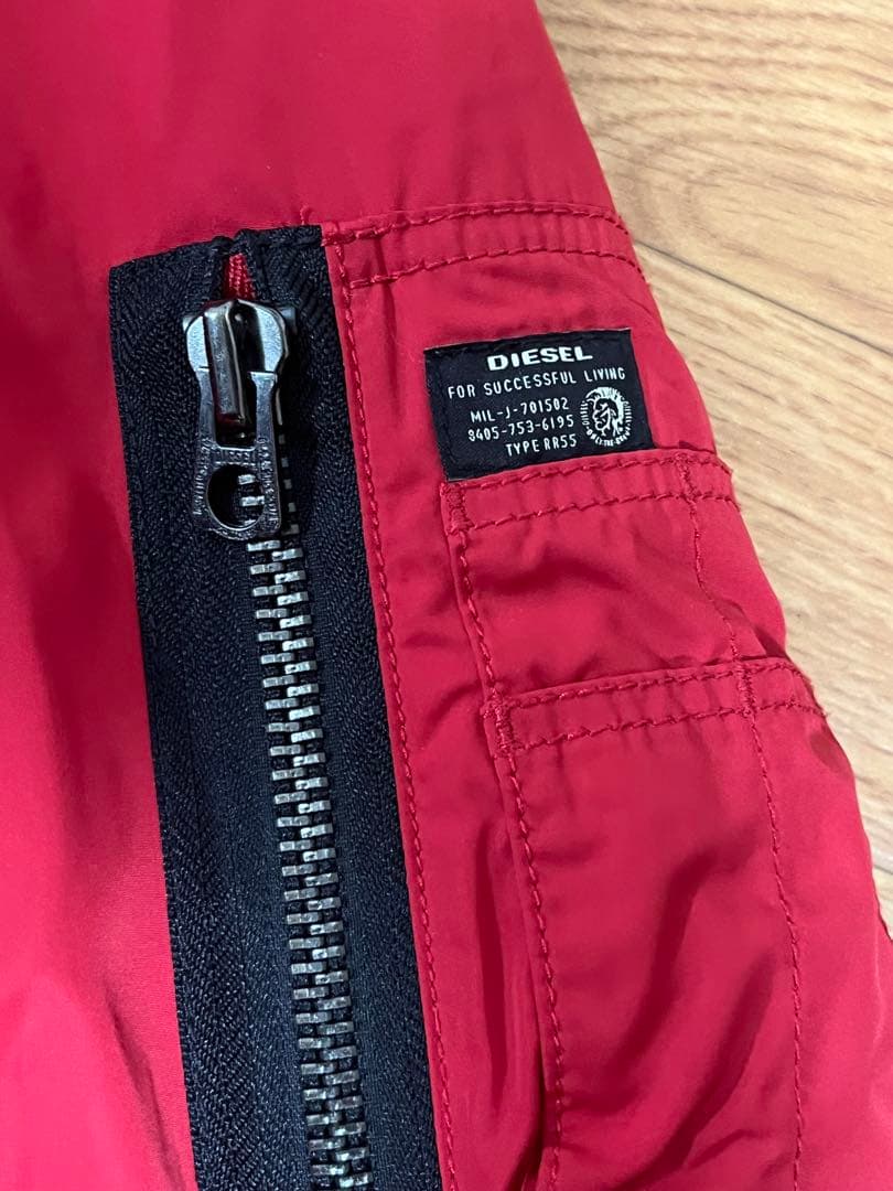 DIESEL n2b ファー付きフライトジャケット 赤 レッド