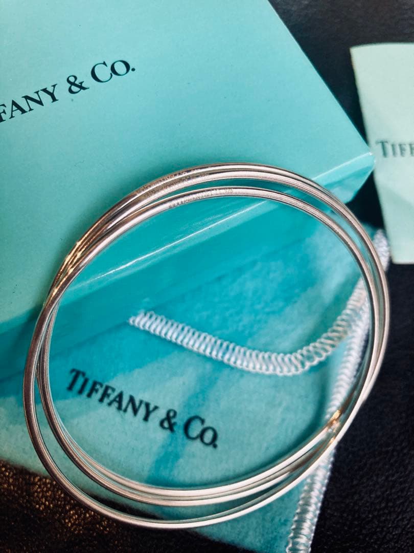 希少 TIFFANY ティファニー 美品 バングル 3連 925 シルバー