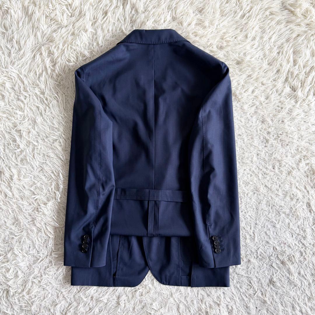 <極美品>LARDINI easy wear 新ロゴ ネイビー ウールスーツ44