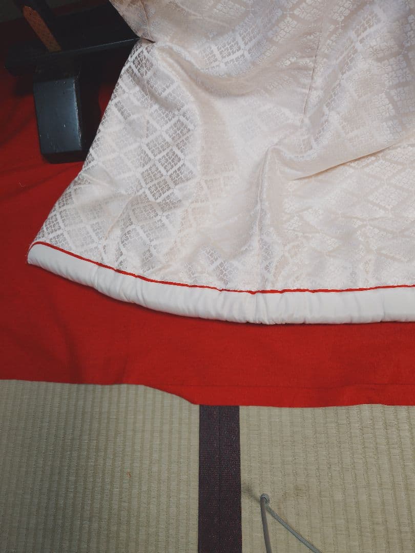 白無垢 絹製 格子模様唐織