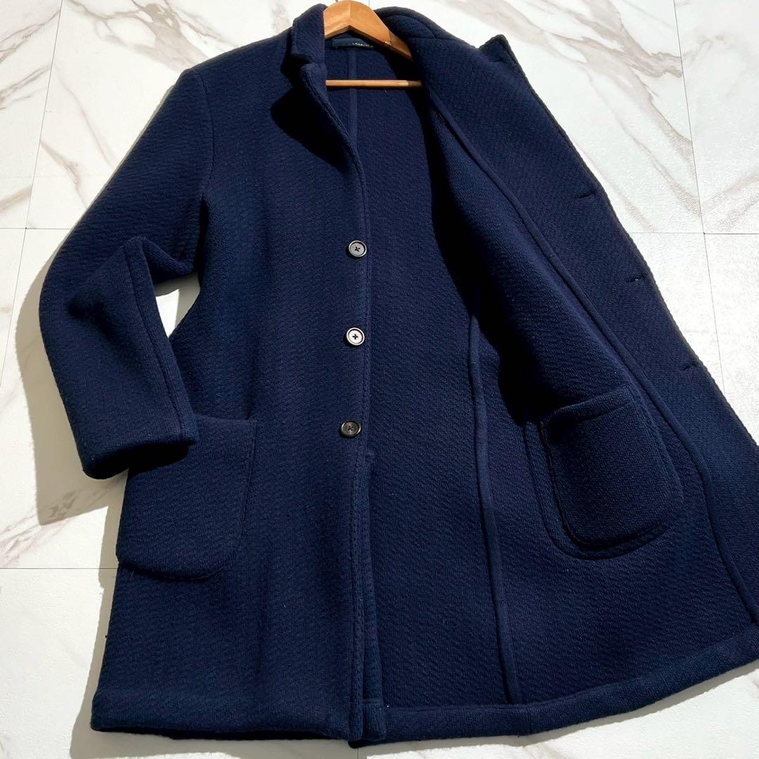 【極美品/Lサイズ】LARDINI ラルディーニ チェスターコート ネイビー系
