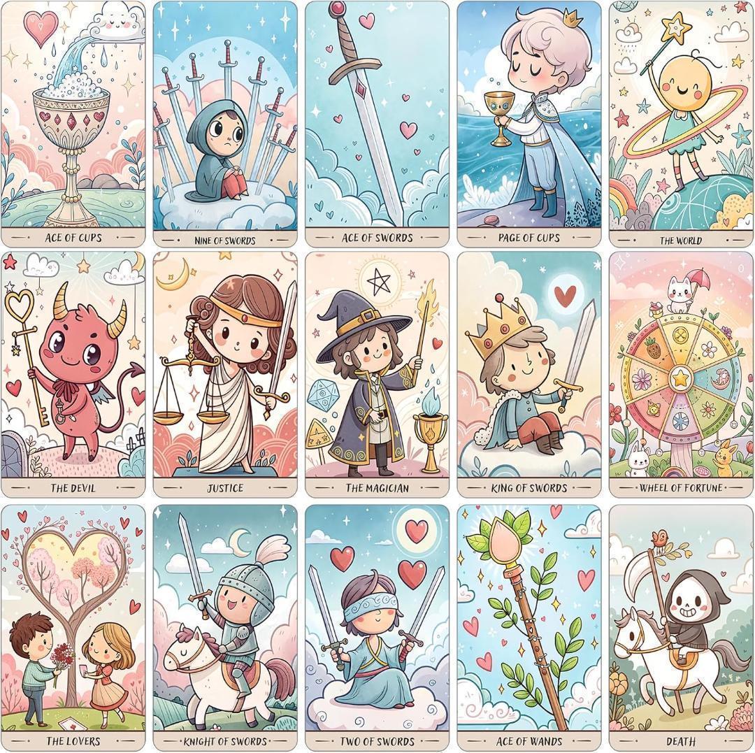 希少✨キュートな絵柄が可愛い海外タロットカード✨心と魂の癒しのゆめかわデッキ