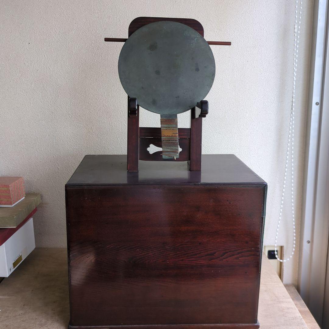 骨董 箪笥 鏡台 引き出し 木製 漆器 鏡立て 時代鏡付 整理箪笥 金具