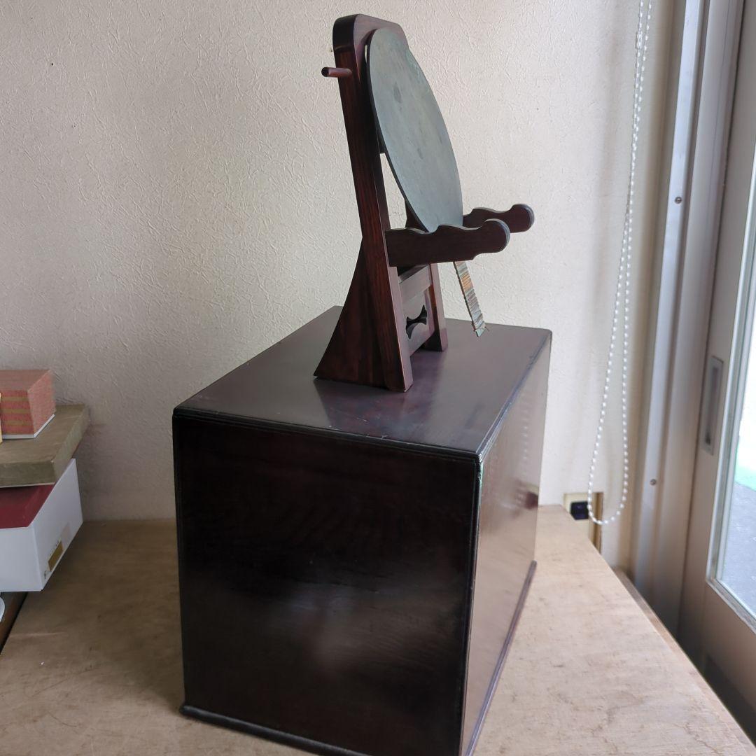 骨董 箪笥 鏡台 引き出し 木製 漆器 鏡立て 時代鏡付 整理箪笥 金具