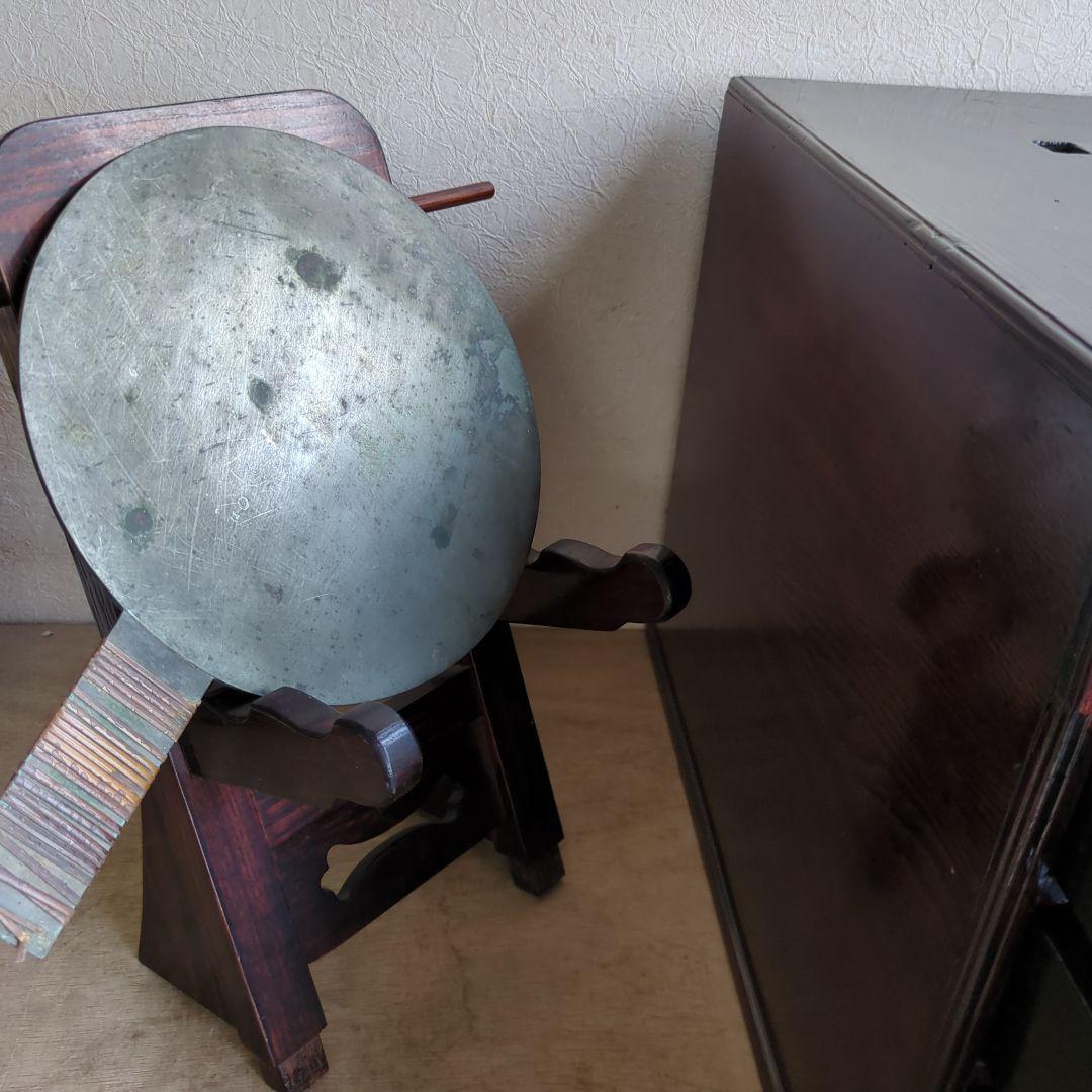 骨董 箪笥 鏡台 引き出し 木製 漆器 鏡立て 時代鏡付 整理箪笥 金具