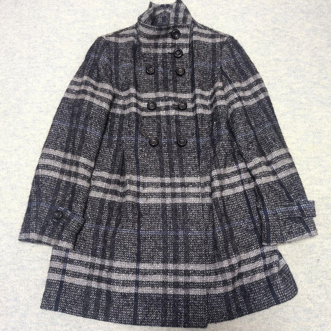 バーバリーロンドン モヘヤ混 ウールコート ノバチェック シャドーホース 44