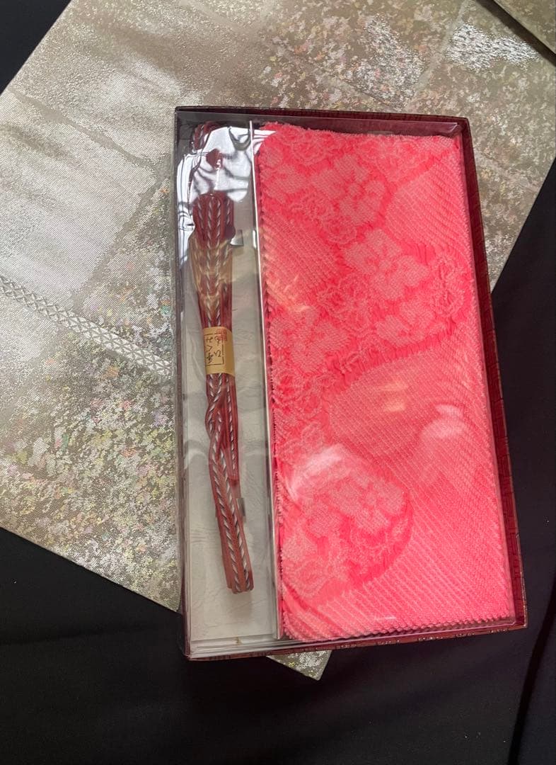 振袖 フルセット6点サイズM〜Ｌ駒刺繍　松竹梅立波花文　金彩　正絹