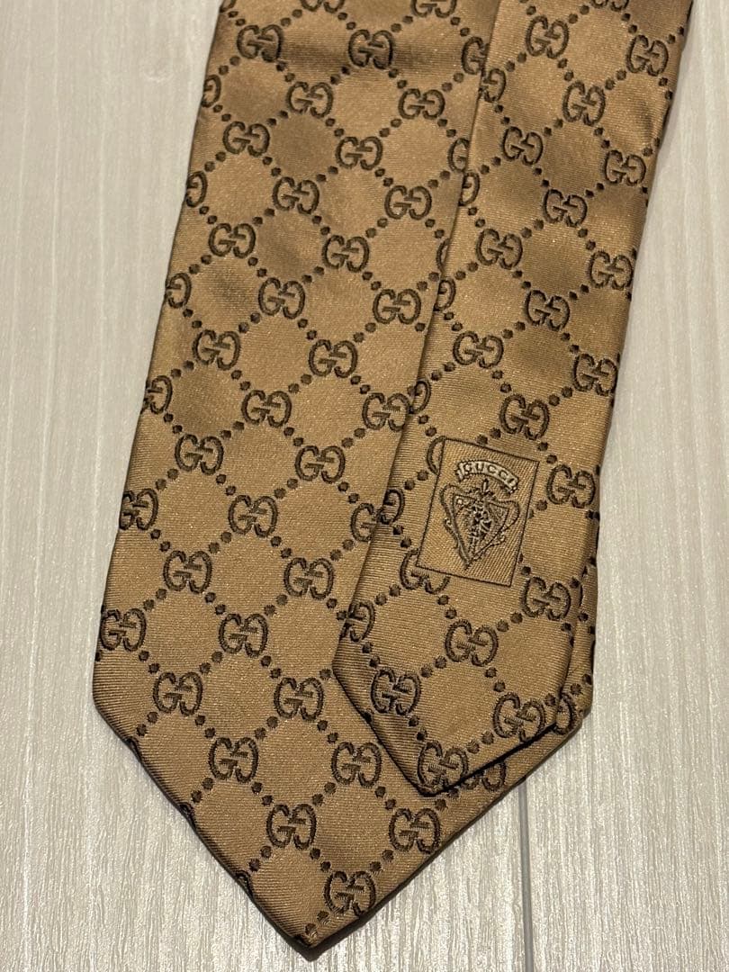 GUCCI ゴールド　ネクタイ　GGパターン　モノグラム　グッチ
