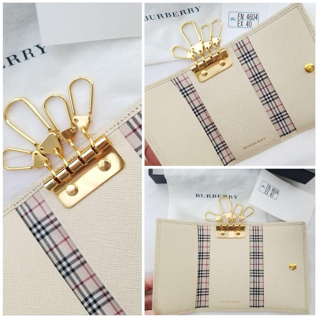 バーバリーキーケース 新品未使用箱付 美品ベージュ×ベージュ ノバチェック本革
