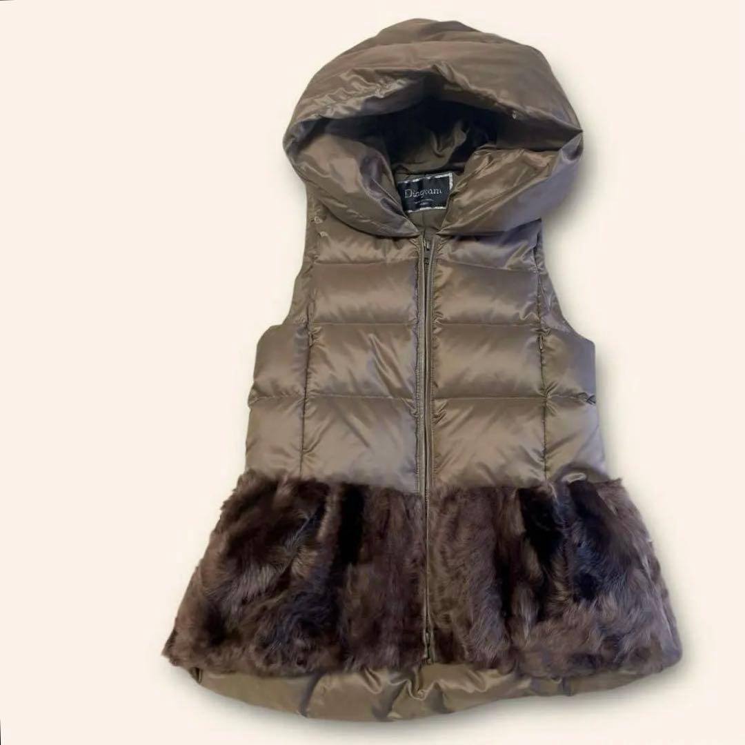 未使用級✨Diagram ラムファー切替 ダウンベスト　ブラウン　フード　36