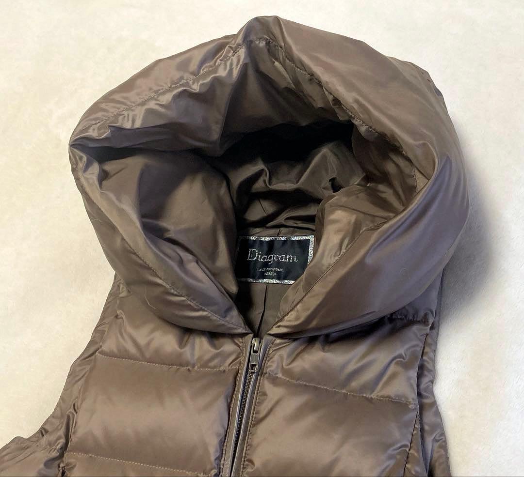 未使用級✨Diagram ラムファー切替 ダウンベスト　ブラウン　フード　36