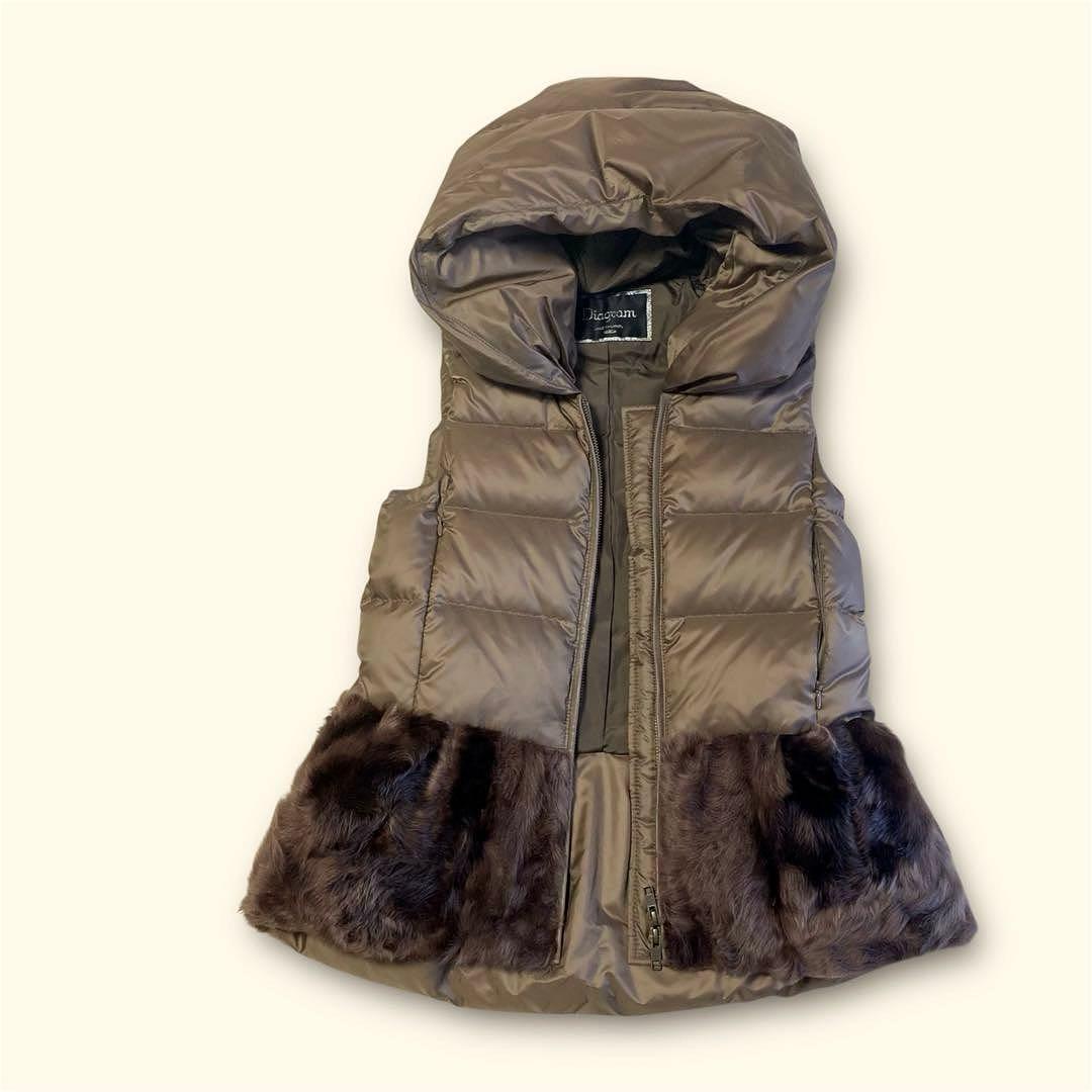 未使用級✨Diagram ラムファー切替 ダウンベスト　ブラウン　フード　36