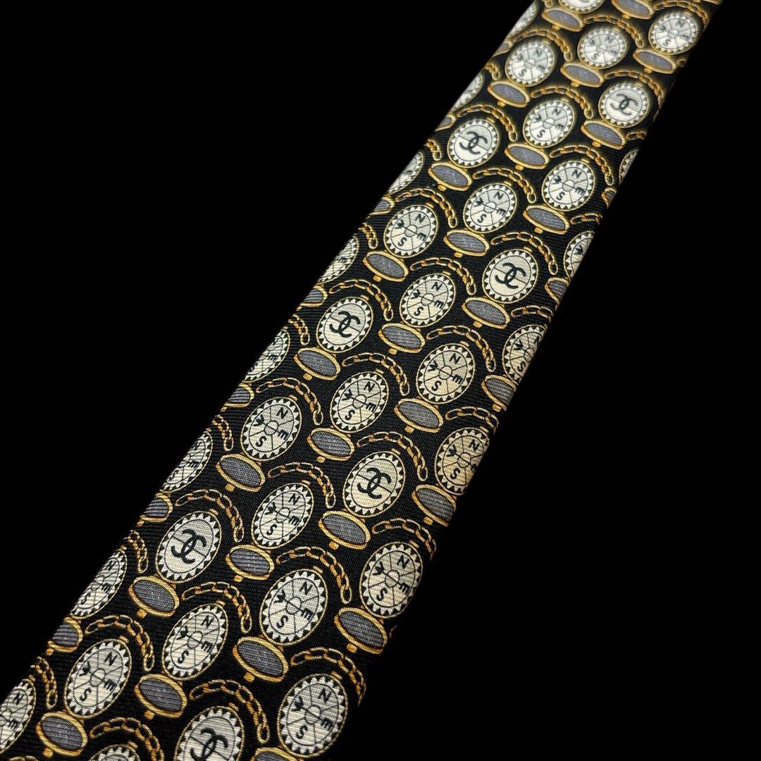 CHANEL ココマーク コンパス柄 希少 ネクタイ チェーン付 ハイブラ