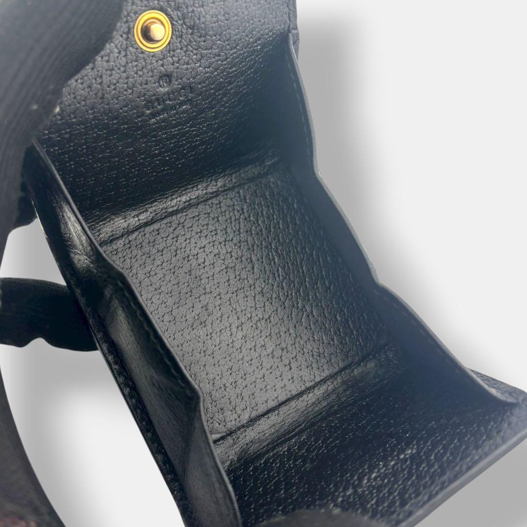 良品 グッチ GGマーモント ケース 473959 レザー ブラック