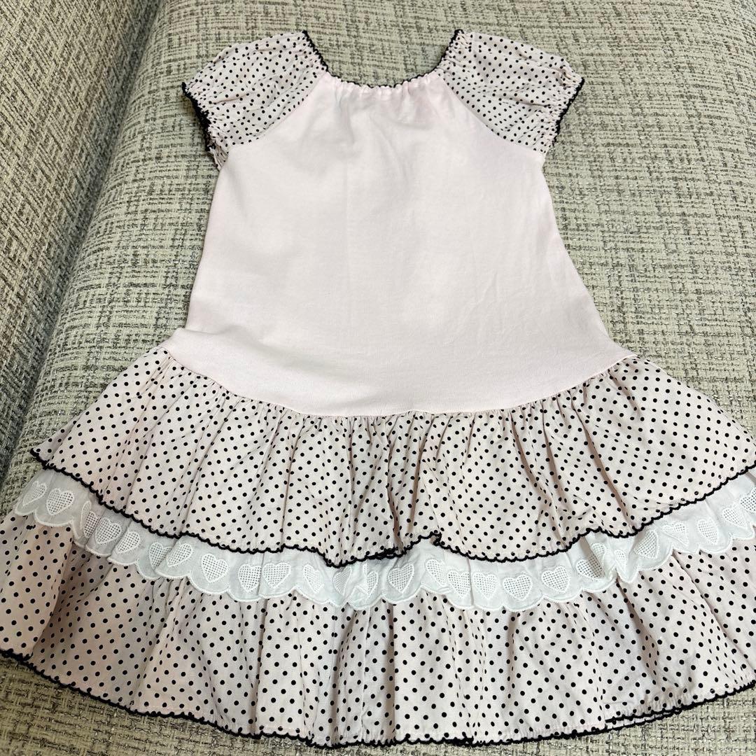 m*a様 シャーリーテンプル モノトーンドットドッキングワンピース 110