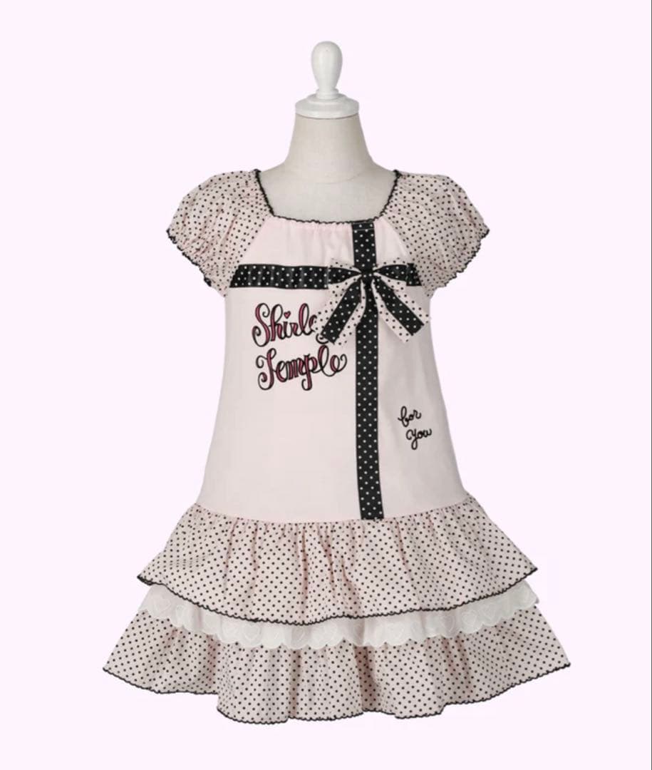 m*a様 シャーリーテンプル モノトーンドットドッキングワンピース 110