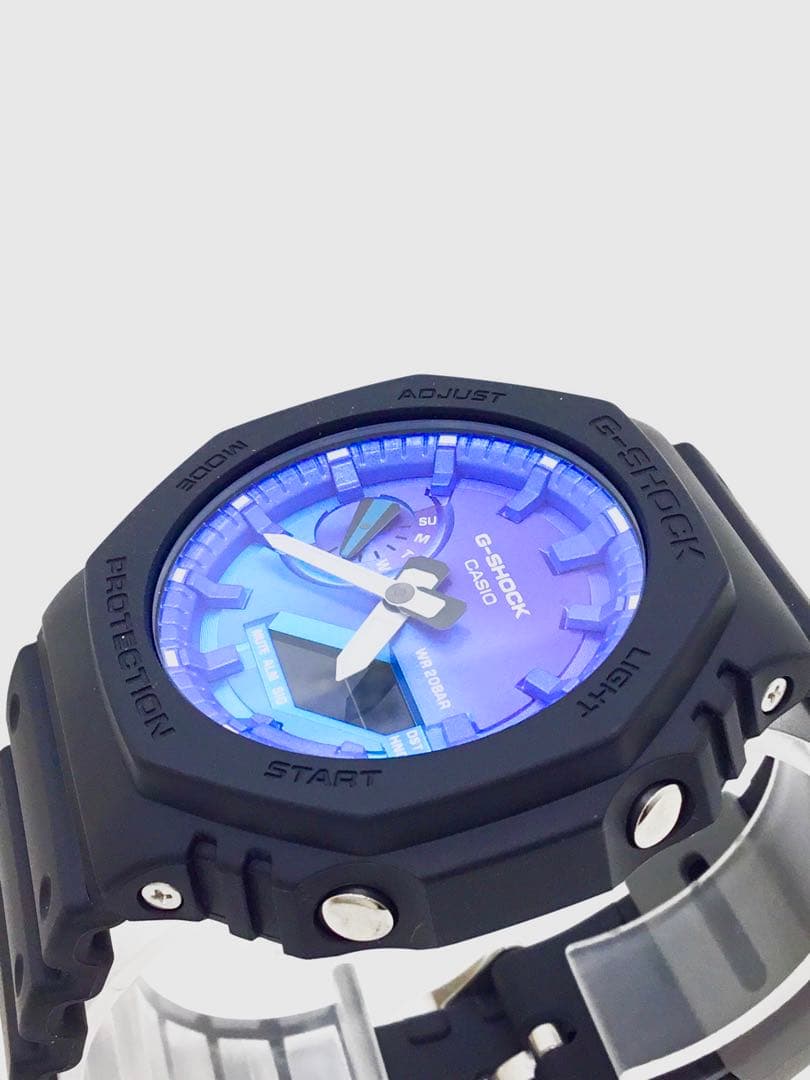 【中古美品】G-SHOCK 腕時計 GA-2100FL 青 黒 グレー A795