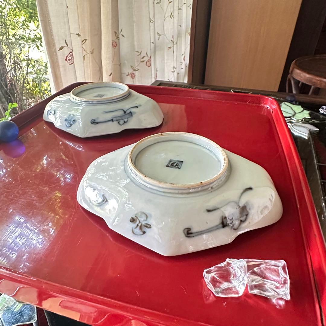 2203様感謝‼️四季にうるわし‼️伊万里錦手若松＆橙＆ふきよせ　兜菱形刺身皿5客