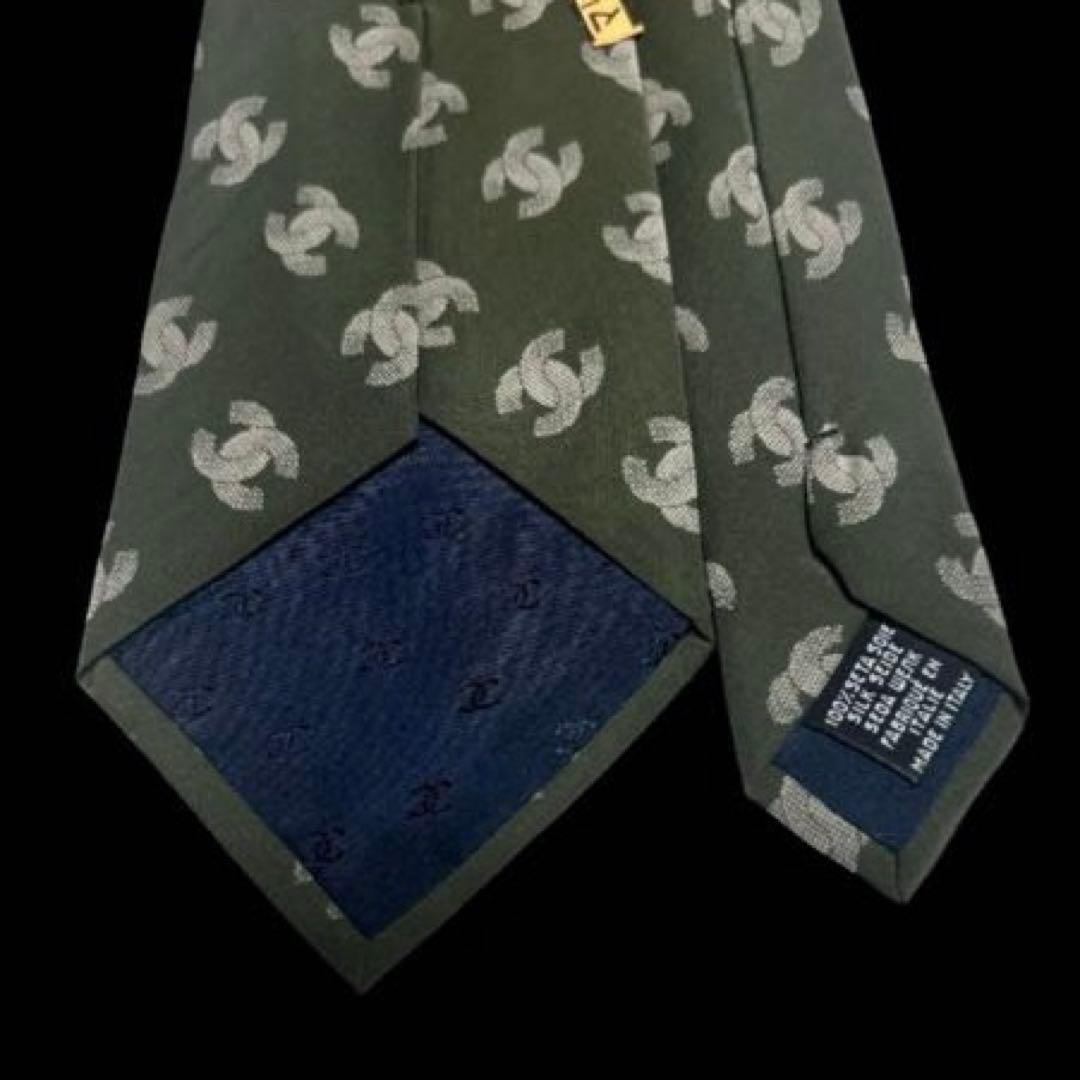 クリーニング済み　世界最高峰 CHANELシャネル　CCココマーク ネクタイ