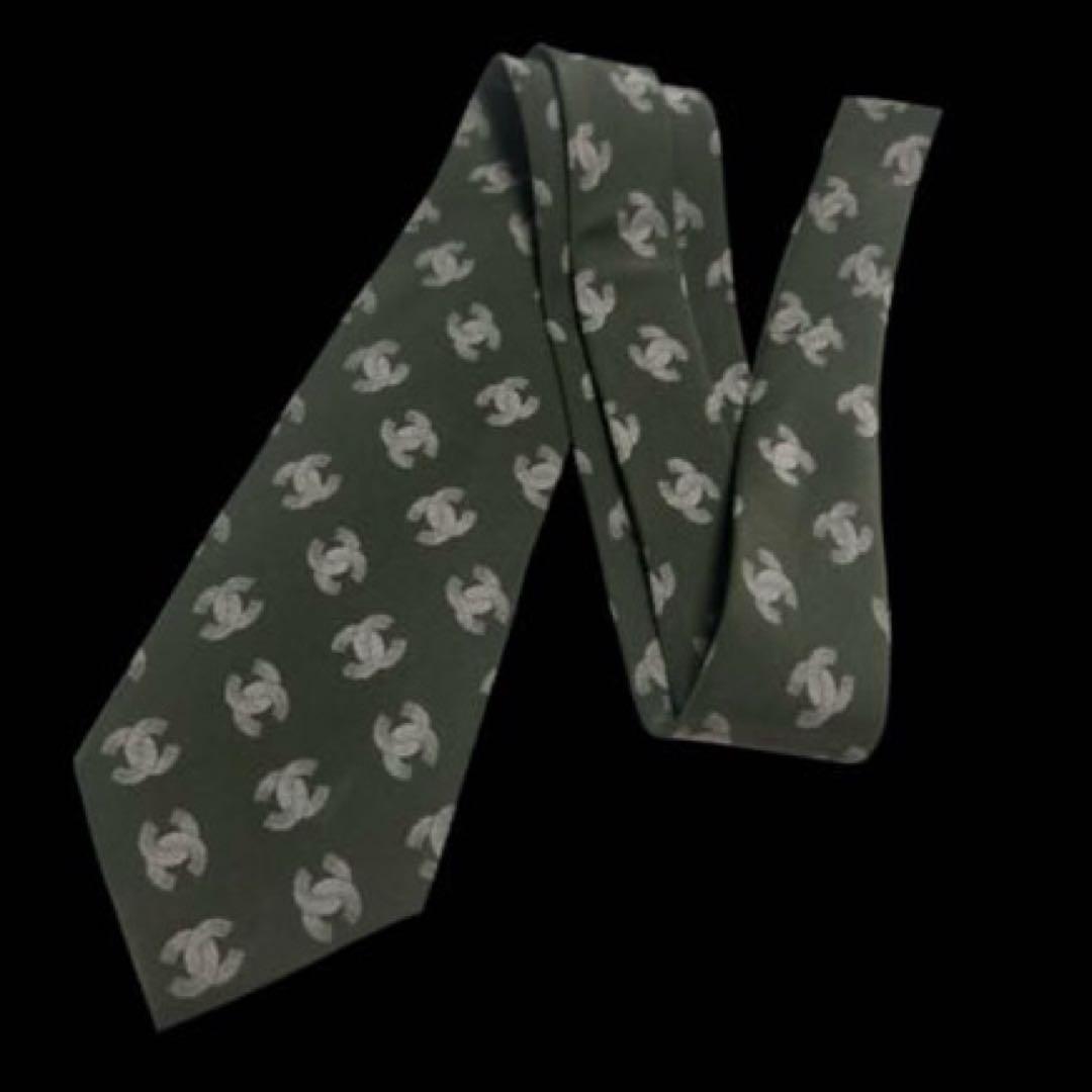 クリーニング済み　世界最高峰 CHANELシャネル　CCココマーク ネクタイ