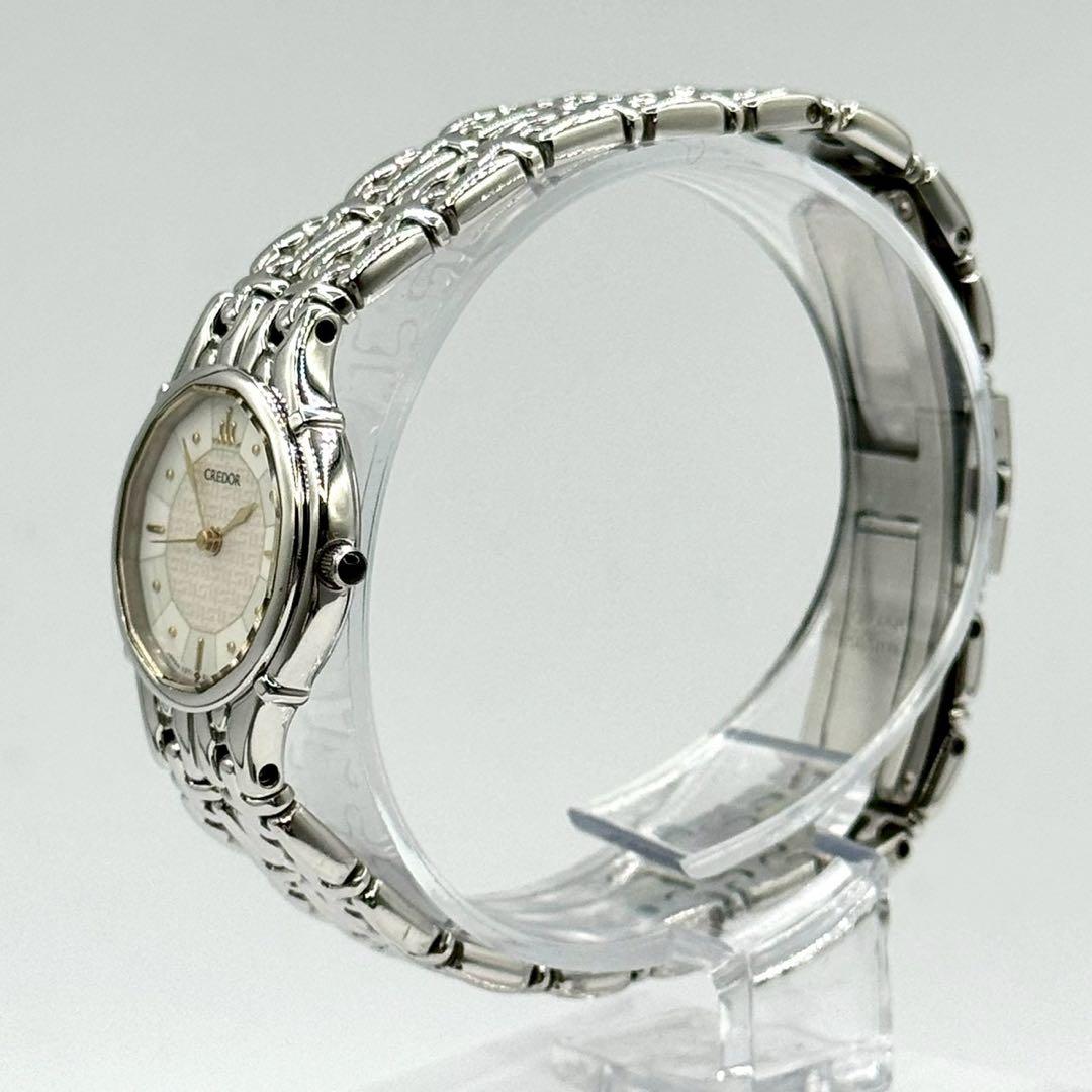 美品✨稼働 HATTORI SEIKO CREDOR 1Pオニキスブレスウォッチ