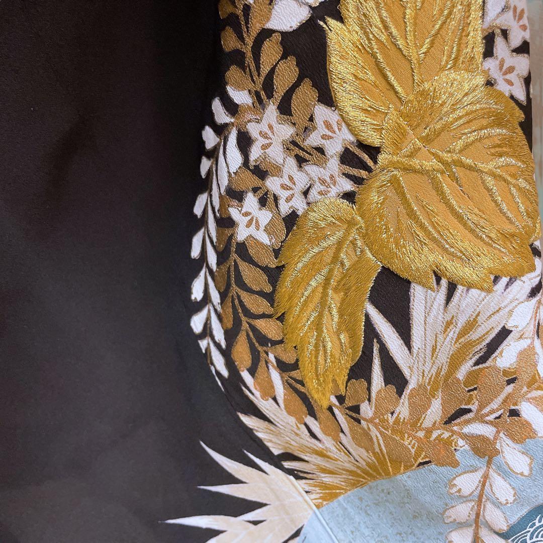 留袖着物ガウン ドレスガウン 羽織 着物リメイク 和装 黒 B80119