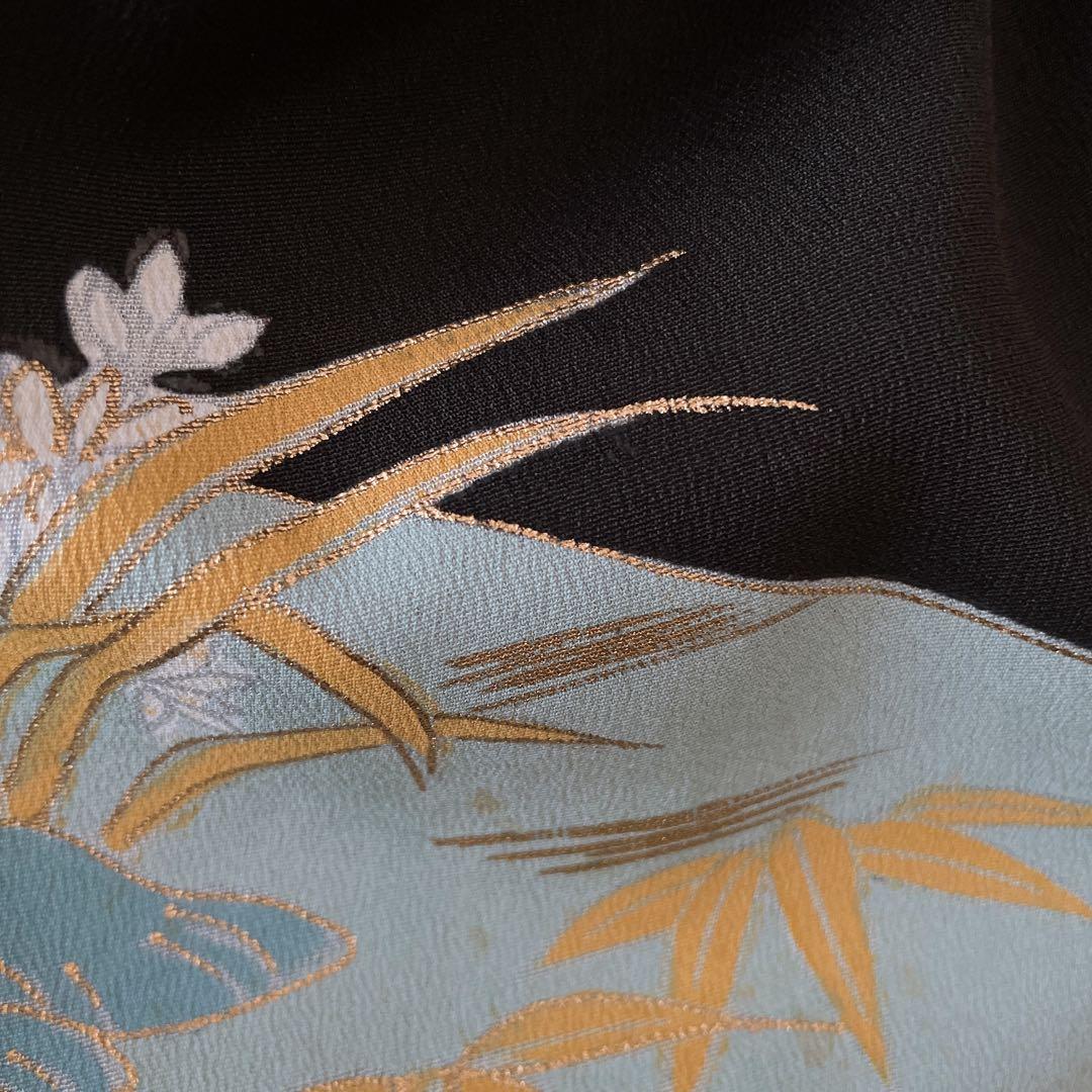 留袖着物ガウン ドレスガウン 羽織 着物リメイク 和装 黒 B80119