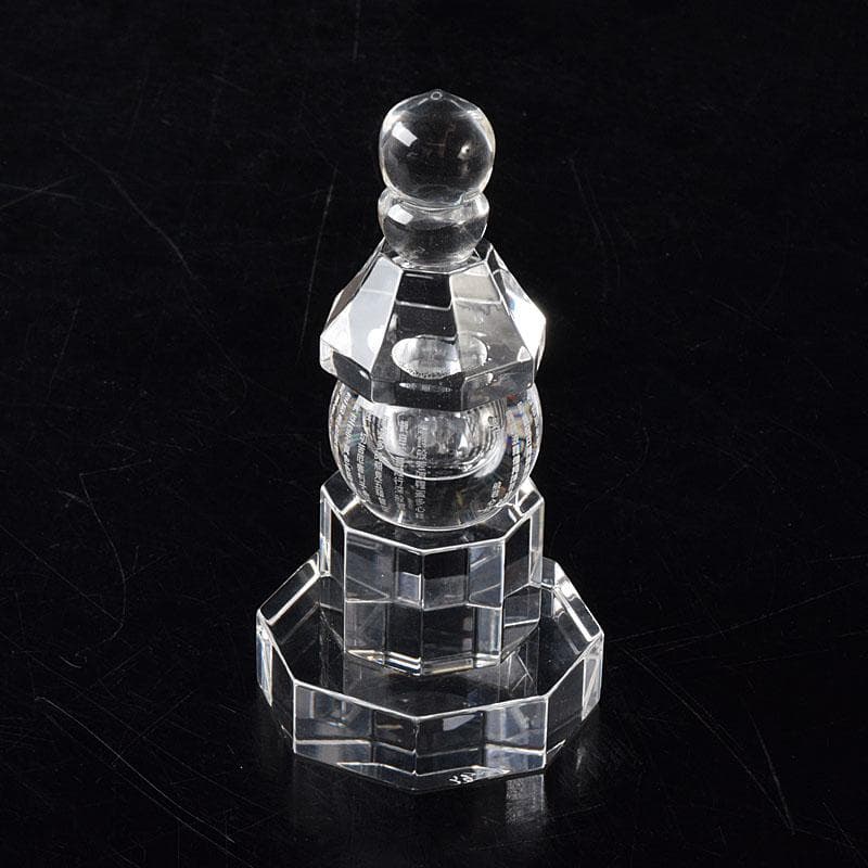 伝統工芸　甲州水晶貴石細工　田中保晴作　五輪塔　証明書付　M　R8393