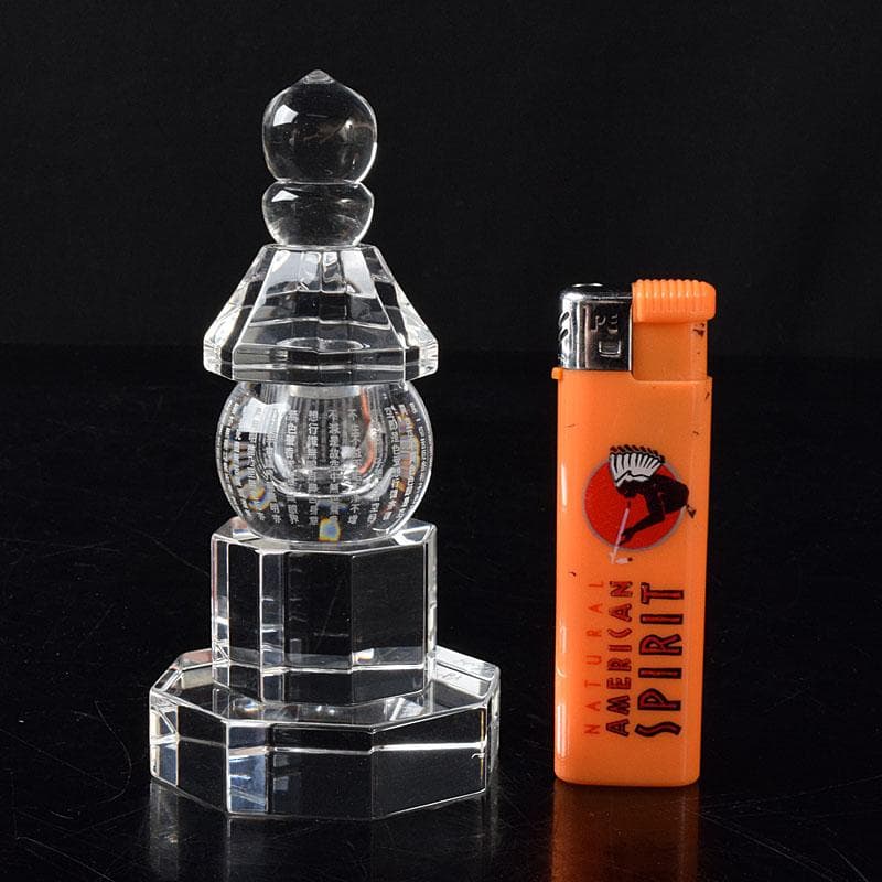 伝統工芸　甲州水晶貴石細工　田中保晴作　五輪塔　証明書付　M　R8393