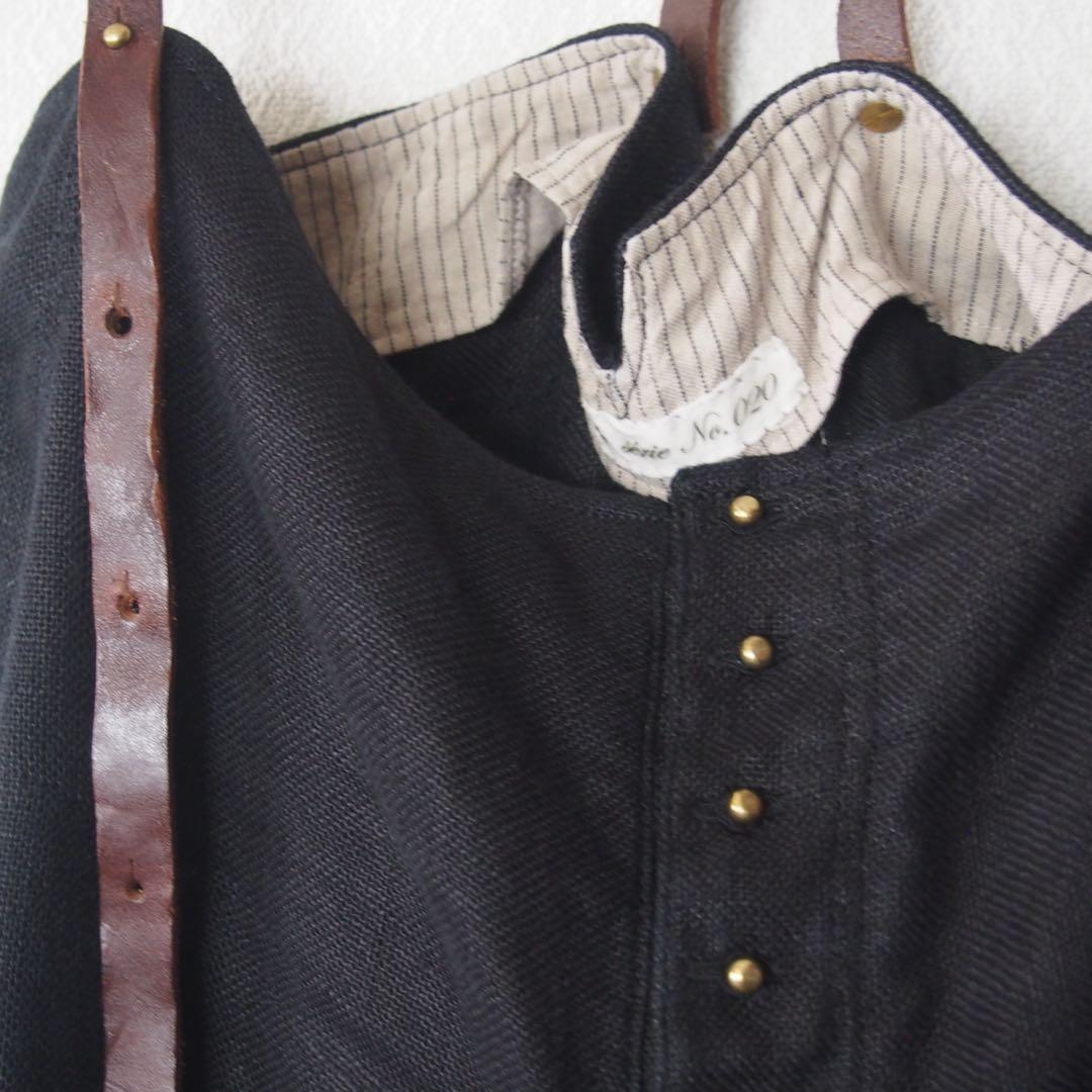 emic:etic サスペンダーパンツ　黒リネン　サイズ2