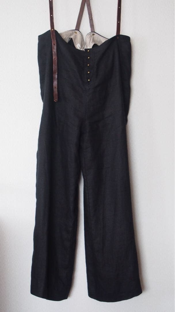 emic:etic サスペンダーパンツ　黒リネン　サイズ2