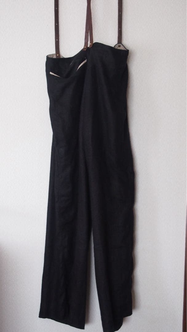 emic:etic サスペンダーパンツ　黒リネン　サイズ2