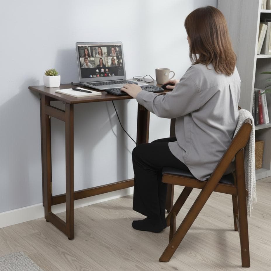 送料無料【新品】楽々移動 折りたたみデスク&チェア ミシン台