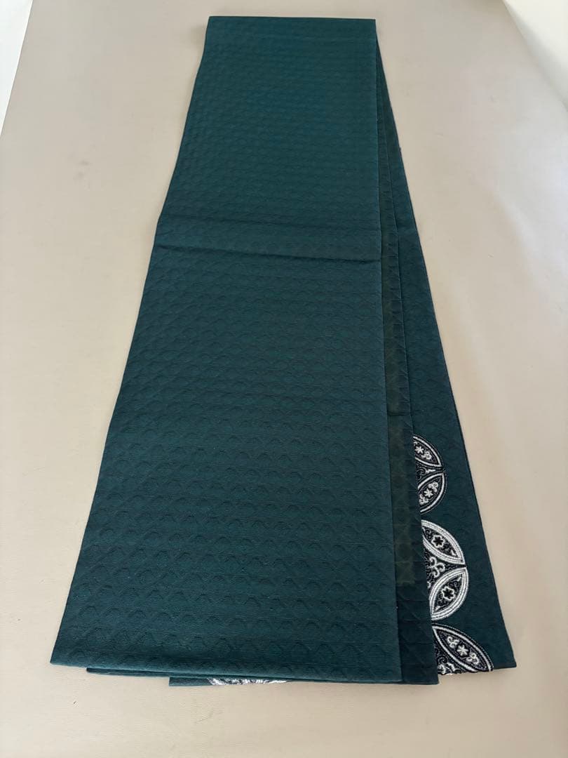 正絹 文様入り 控えめな透け感 袋帯 ビーズ刺繍 七宝丸文