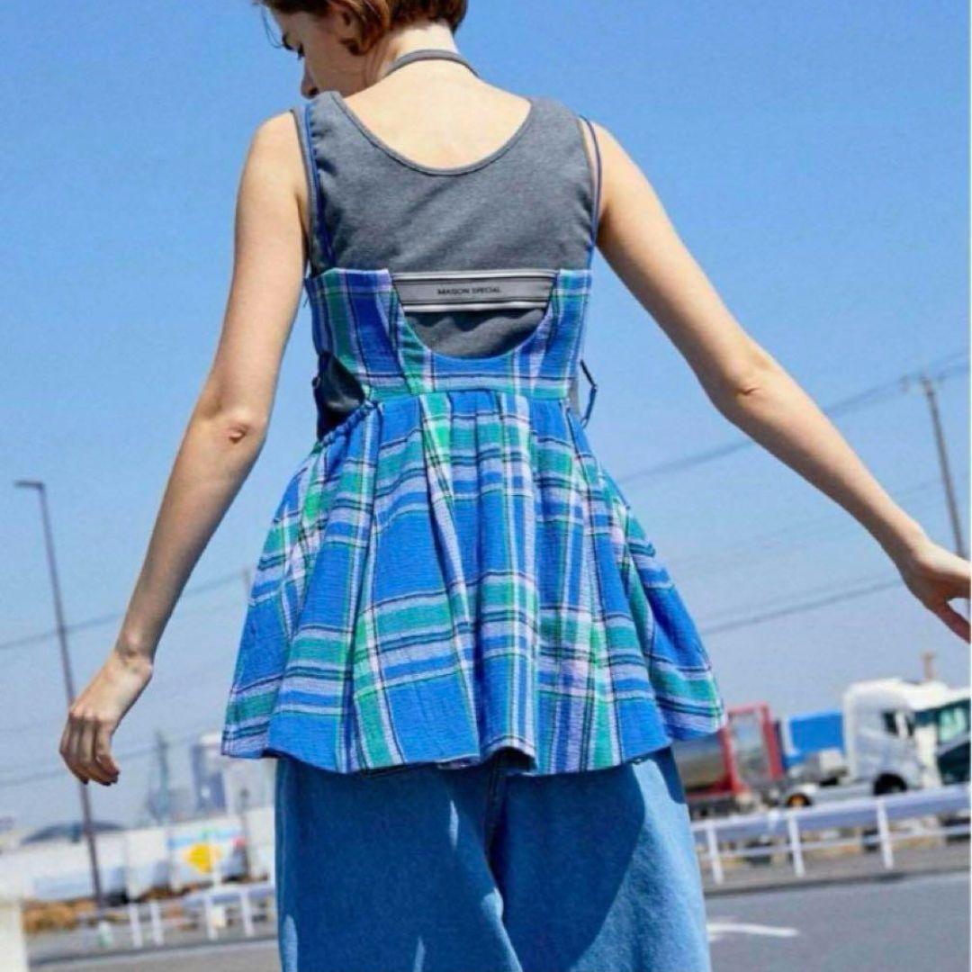 美品 完売 MAISON SPECIAL チェック ツイード ビスチェ F